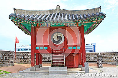 Korea UNESCO World Heritage Sites â€“ Hwaseong Fortress Pavilion Editorial Stock Photo